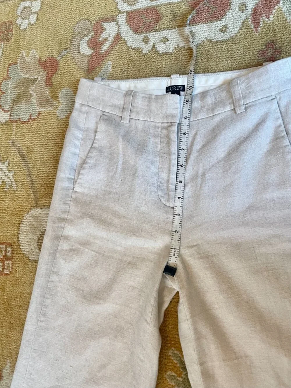 J. Crew Ivory Linen Wide-Leg Pants